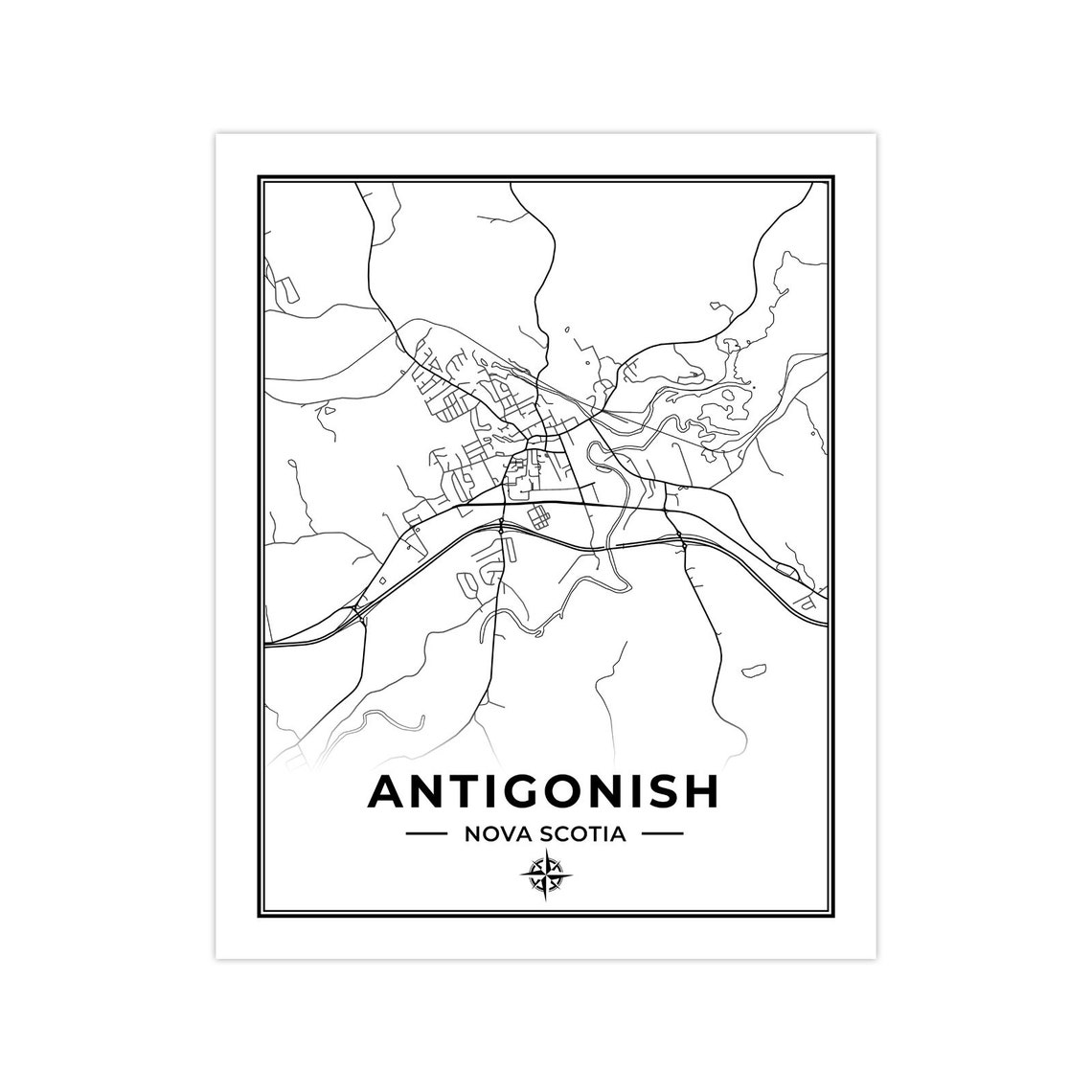 Antigonish Map Print Map of Antigonish Nova Scotia Black & Etsy Canada