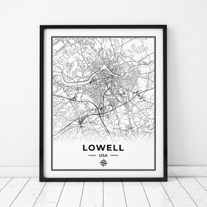 Lowell Map Print | Map of Lowell Massachusetts | Digital Download