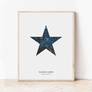 Sugar Land Lone Star Karte Druck | Landkarte Sugar Land Texas | Digitaler Download