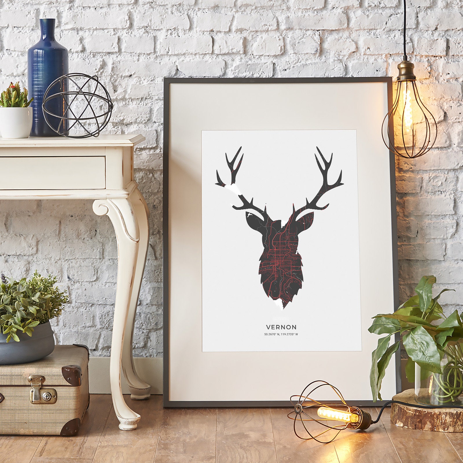 Vernon Stag Map Print Etsy