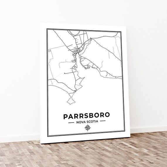 Parrsboro Nova Scotia Map Parrsboro Map Print Map Of Parrsboro Nova Scotia Black & | Etsy