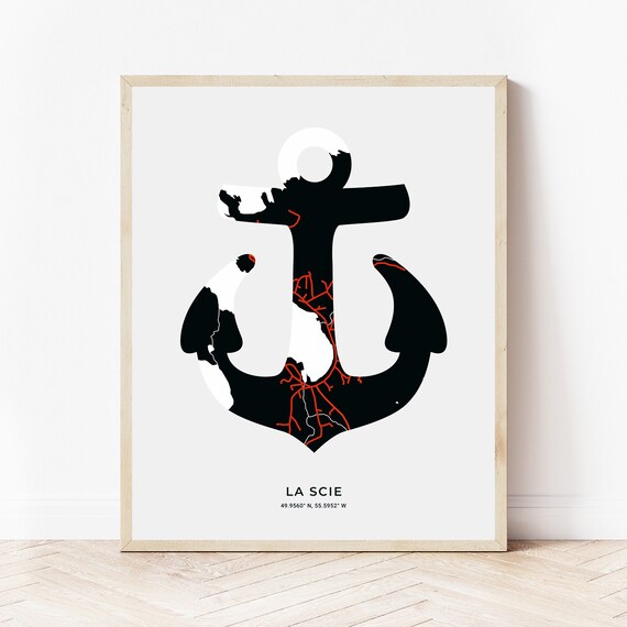 La Scie Nl Map La Scie Anchor Print Map Of La Scie Newfoundland | Etsy