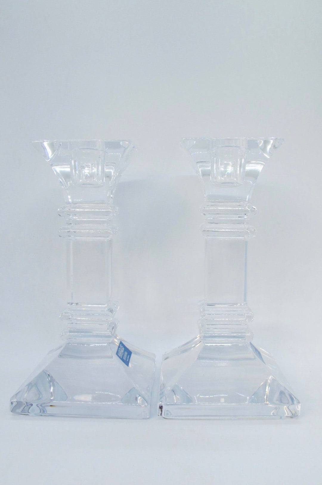 Waterford Marquis Set of 2 Candle Holder Pillar H 6 Clear Crystal 1416