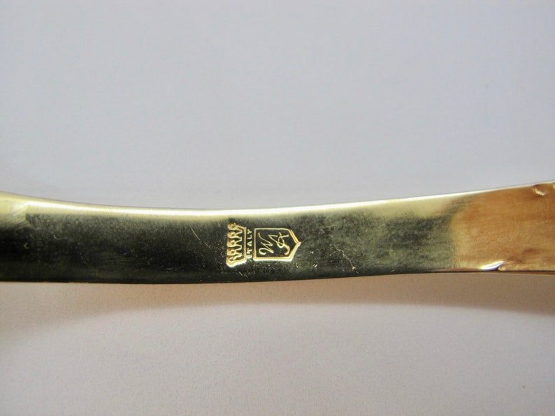 Italian Awesome Golden Silverplate Set of 3 Large Serving Pieces Fork 9.6 #1311 Spoon 9.6 and Cake Pie server 12 L