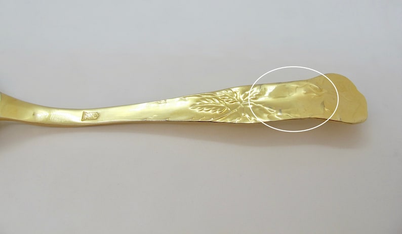 Italian Awesome Golden Silverplate Set of 3 Large Serving Pieces Fork 9.6 #1311 Spoon 9.6 and Cake Pie server 12 L