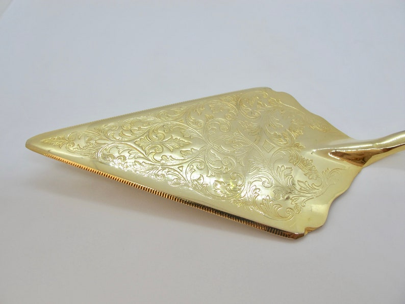 Italian Awesome Golden Silverplate Set of 3 Large Serving Pieces Fork 9.6 #1311 Spoon 9.6 and Cake Pie server 12 L