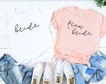 Bridesmaid Shirts. Bride Shirt. Team Bride Shirt. Bridesmaid Shirt. Bachelorette Party Tee. Bridal Party Tee. Getting Ready Shirt. Wife Tee