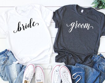Bride Shirt and Groom Shirts. Bride Groom Crewneck Shirt Set. Mr Mrs Shirts. Wedding Shirts. Couples Shirts. Wedding Tee. Honeymoon Shirts