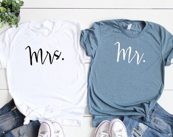 Mr and Mrs Shirt Set, Mrs Mr Shirts, Mr Mrs T-shirts, Bride Groom Shirts, Wedding Gifts, Couples Matching Wedding Shirts, Honeymoon Shirts