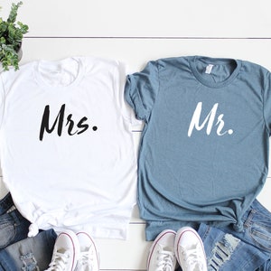 Mr and Mrs T-Shirts.  Mr and Mrs Shirts. Couple Wedding Shirts. Hubs Wife Shirts. Honeymoon T-Shirts. Bride Groom Shirts. His Her Shirt Set