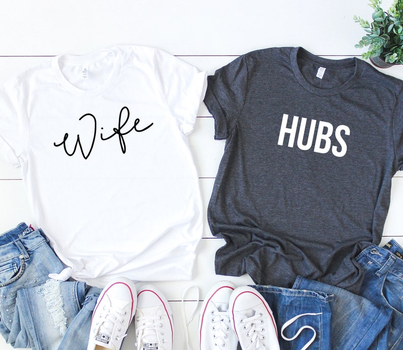 Wife and Hubs Shirt Set. Hubs & Wife Shirts. Honeymoon Shirts. Etsy