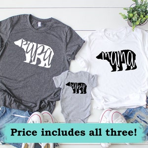 Mama Papa Baby Bear Shirt Set. Baby Shower Gifts. Mama Papa Baby Shirts. Bear Shirts. Mom Dad Baby Bear. Matching Family Shirts. Mama Bear image 1