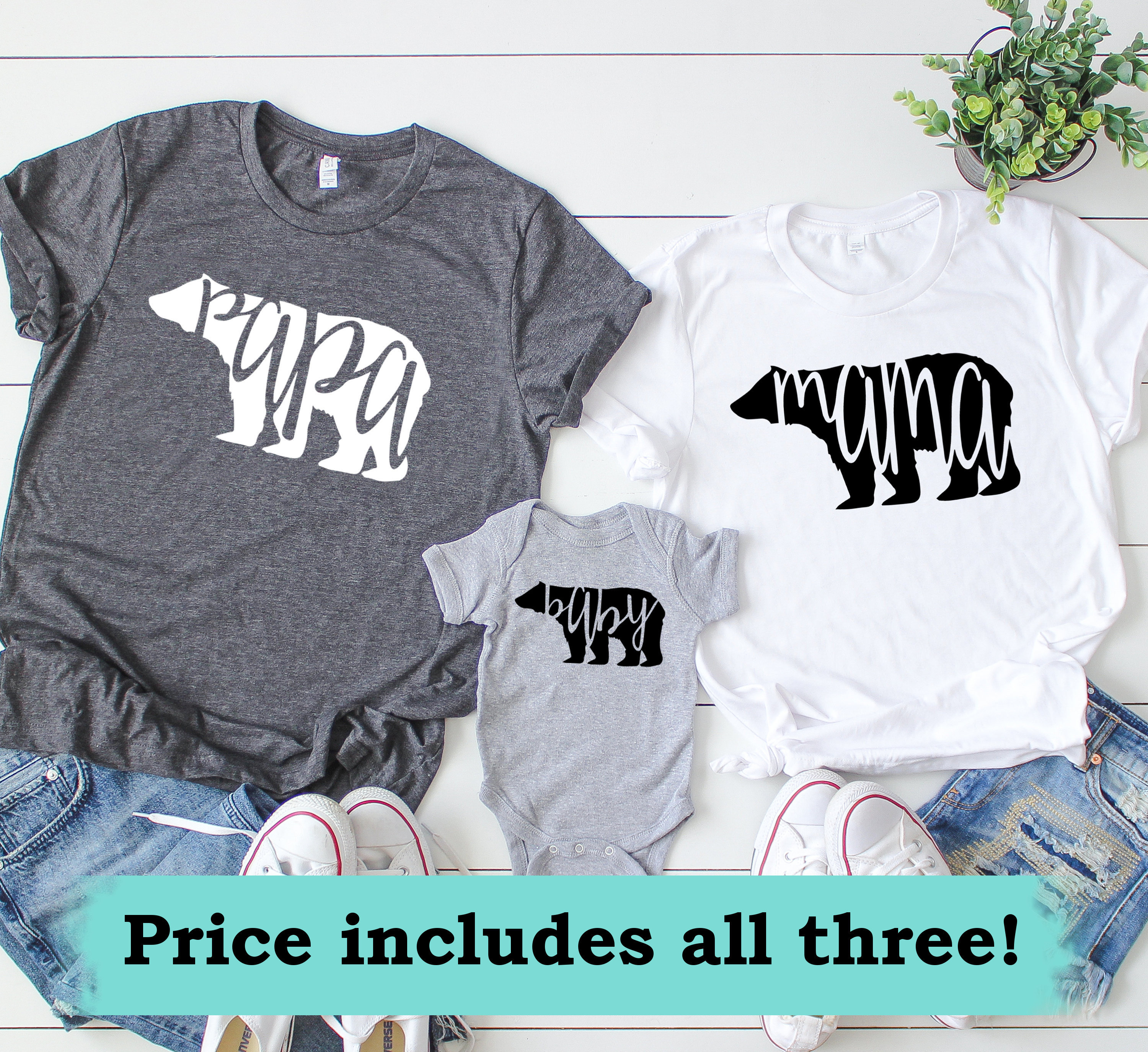 Mama Papa Baby Bear Shirt Set Baby Shower Gifts Mama Papa Etsy