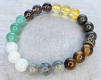 Manifestation Mala Bracelet, Healing Gemstone Yoga Jewellery, Mala Beads for Yoga Lovers, Crystal Healing
