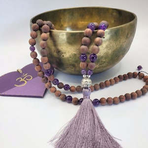 CALMING ROSEWOOD MALA, 108 Mala Beads, Mala Necklace 108, Mala Bracelet for Women, Japa Mala, Yoga Gift, Yoga Jewellery, Wooden Prayer Beads