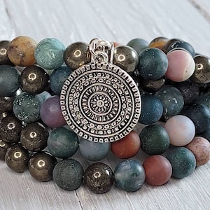 PULSERA MALA PARA MUJERES, JOYERÍA DE PROTECCIÓN PARA YOGA, 108 CUENTAS DE MAL BUDITANTES, 108 CUENTAS DE ORACIÓN, ABALORIOS DE MANDÁ, JAPA MALA, MALA CON PIEDRA DE ÁGATA