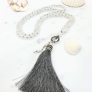 Unique Hand-Knotted Moonstone Mala for Women, Feminine Energy & Healing Crystal Beads, Yoga Mala Necklace, Meditation and Spiritual Growth