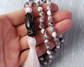 BALANCE YOUR LIFE Mala Necklace, 108 Hand Knotted Japa Mala, 108 Prayer Mala Beads, Buddhist Mantra Beads, Yoga Jewellery, Women's Yoga Gift