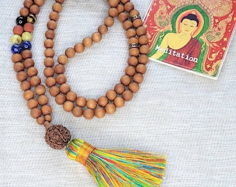 Yoga Mala Necklace, 108 Mala Beads, Sandalwood Prayer Beads, Japa Mala, Yoga Jewellery, Buddhist Mala, Yoga Gift Women, Meditation Beads