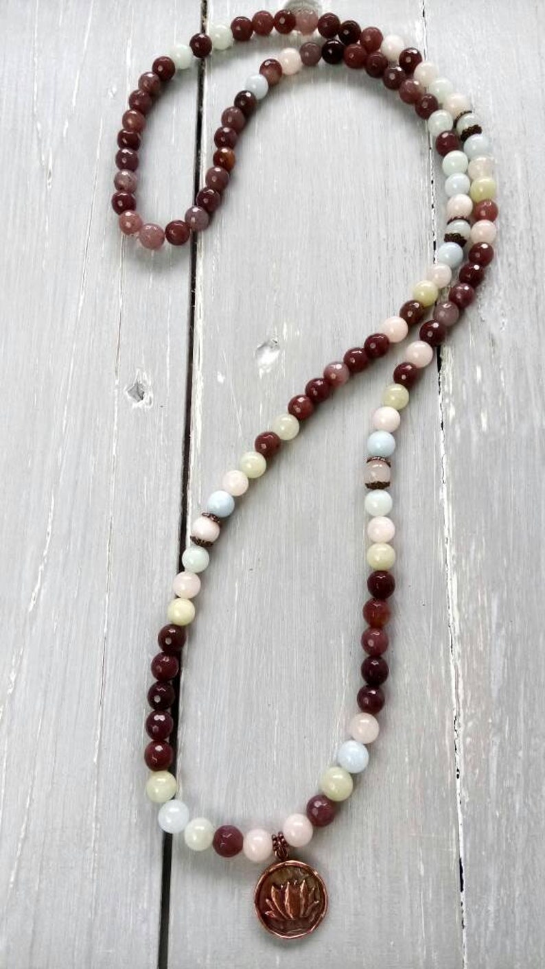 Gemstone Mala 108 Mala Beads Aventurine Yoga Gift ANXIETY BRACELET Japa Mala Yoga Jewellery Buddhist Mala Morganite Mala Bracelet