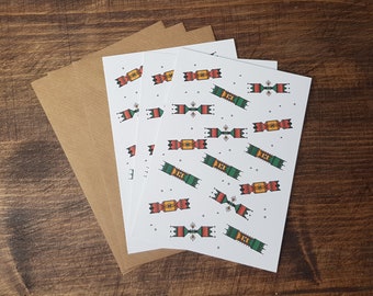 6 Christmas Cracker Greeting Cards. A6 with Envelopes.