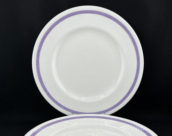 Vintage Crown Staffordshire plates purple striped Set of 5