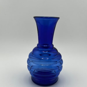 Vintage Beehive Cobalt Blue Bud Vase -Textured Beehive Base and Horn Spout
