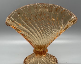 Giftable for that Collector Fan-Shaped Flower Vases Two Vintage AmberBrown Hand Blown Handblown