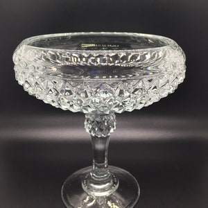 Vintage Indiana Glass Diamond Cut Pedestal Candy Dish