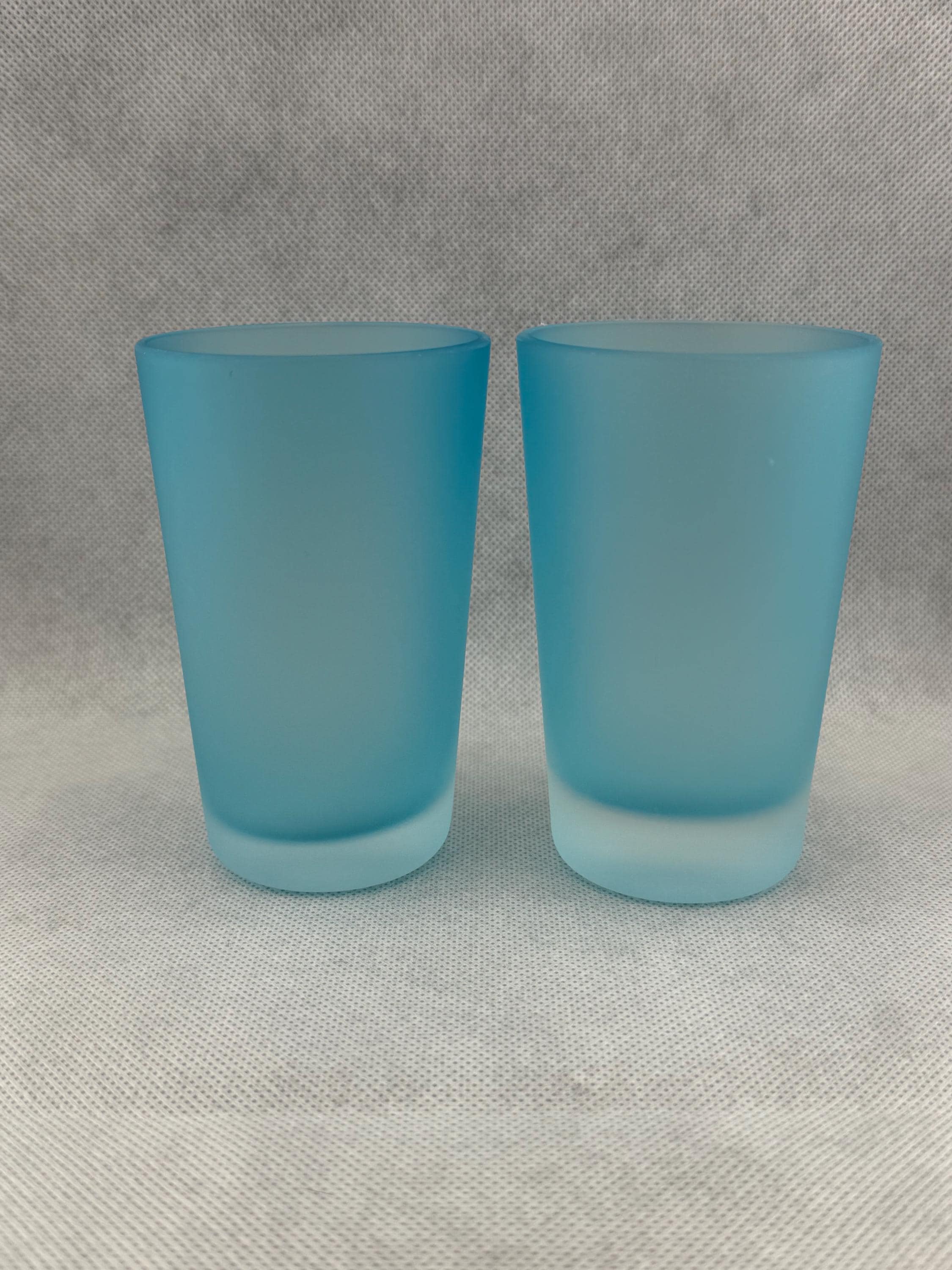Vintage Frosted Aqua Drinking glasses set of 2