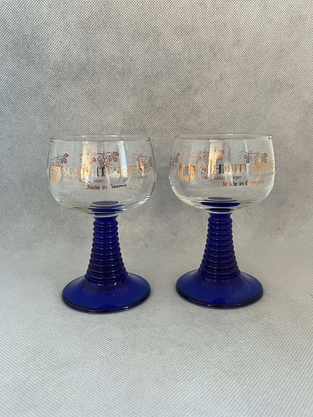 Vintage Glass Schmitt Sohne Cobalt Blue Wine Glasses - Set of 2 - Etsy