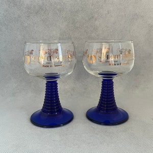 Vintage Glass Schmitt Sohne Cobalt blue wine glasses - set of 2