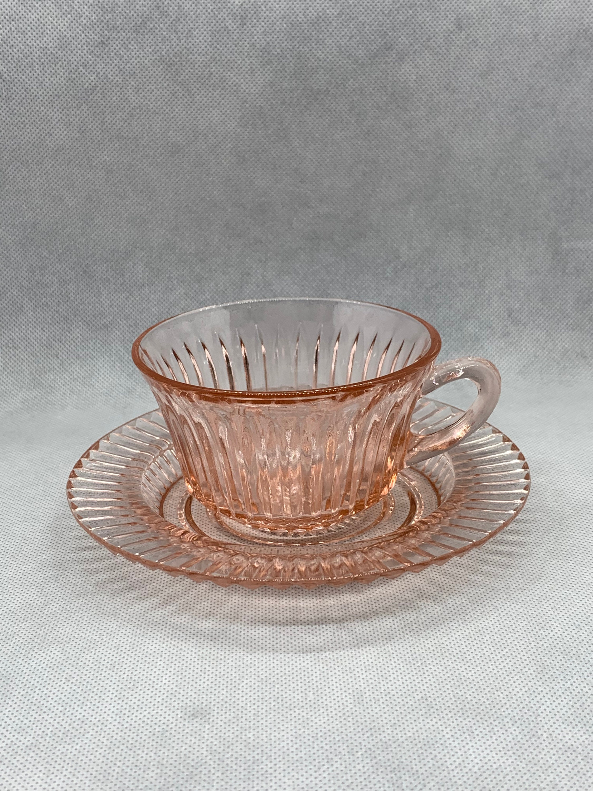 Queen Mary Depression Glass Anchor Hocking Pink Cup and Saucer Set, Pointed  Handle Cup - Etsy