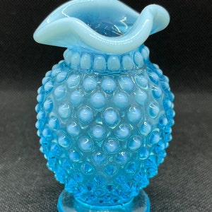 Fenton Vase Blau Hobnail - Klein