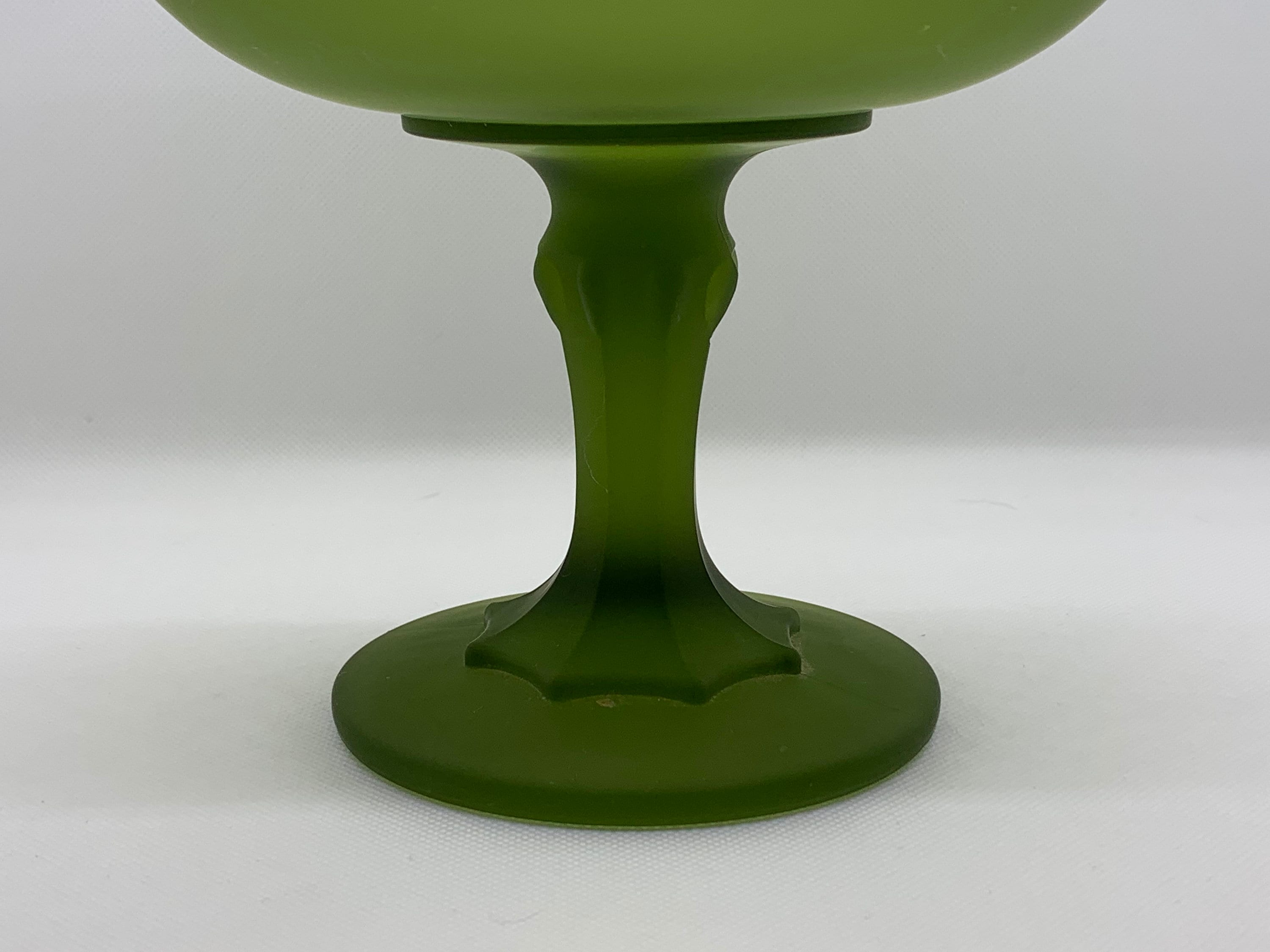 Vintage Indiana Glass Frosted Green Teardrop Pedestal Compote - Etsy
