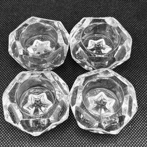 Vintage Cut Crystal Salt Cellars: Hexagon Star Design, Set of 4