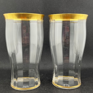 Vintage Gold Rimmed Optic Tumbler - High Ball Glasses