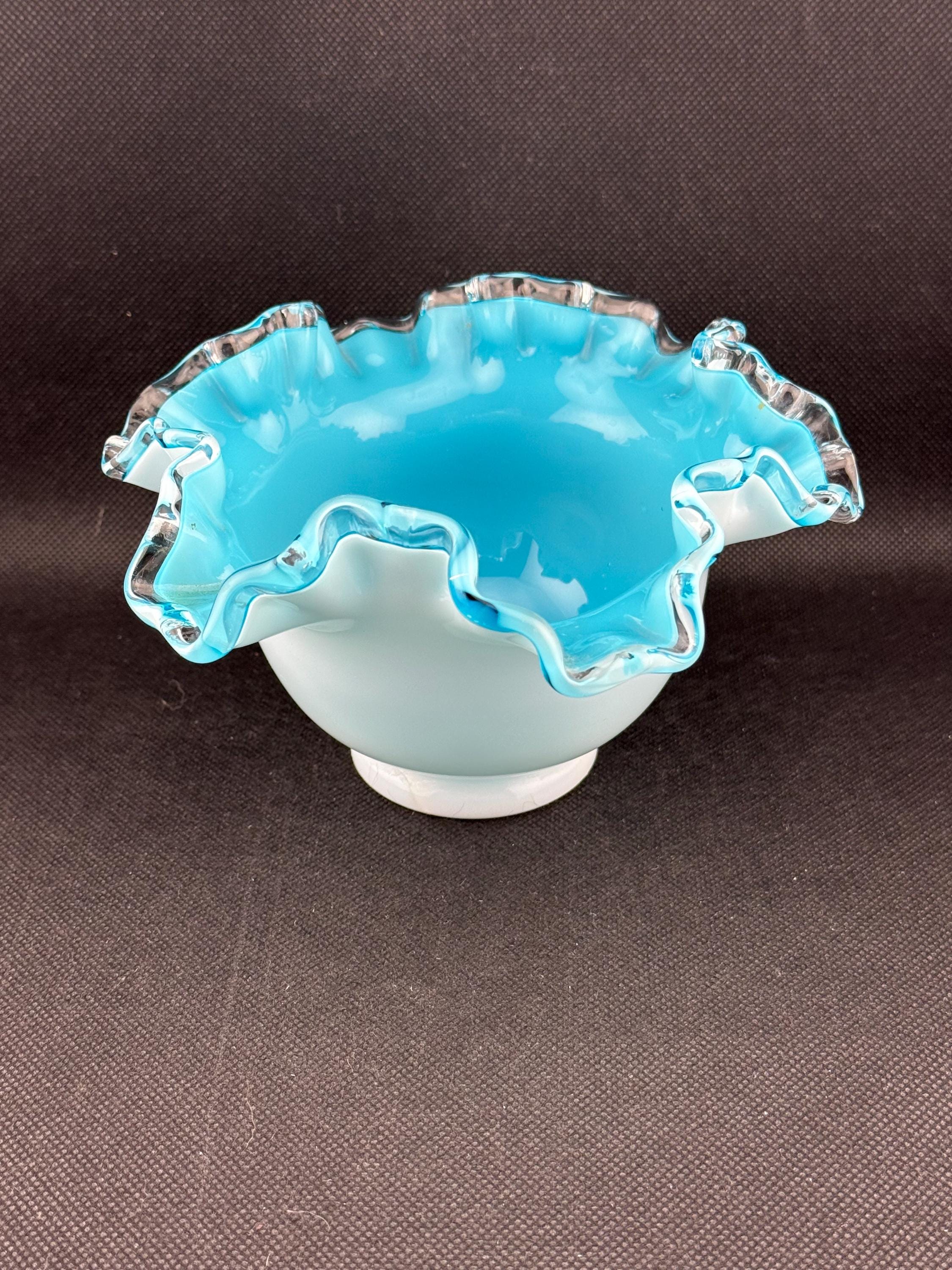Fenton Aqua Crest Bowl - Etsy