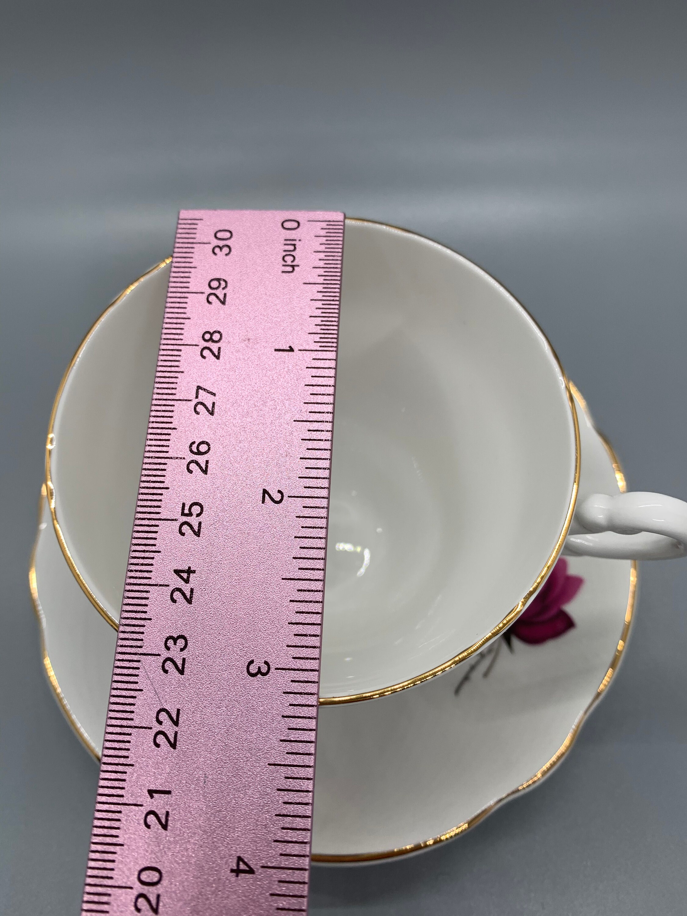 Royal Ascot Tea Cup and Saucer Bone China Red Roses Etsy