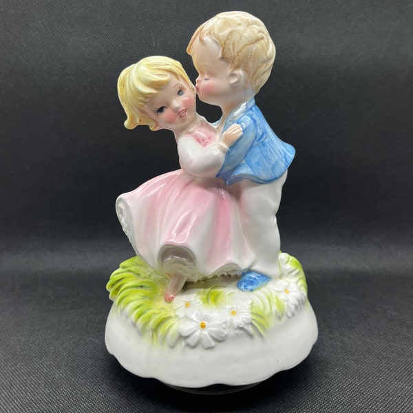 Vintage Boy and Girl Dancing Music Box Berman & Anderson Japan --Theme Love Story