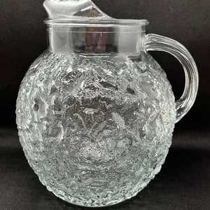 Vintage Anchor Hocking Clear Glass Ball Pitcher - Lido Milano Pattern
