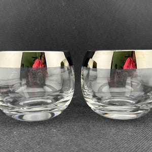 Vintage Dorothy Thorpe Style Roly Poly Silver Band Cocktail Glasses  set of 2