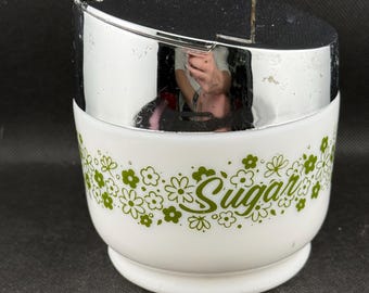 Vintage Gemco Sugar Bowl Crazy Daisy or Spring Blossom Pattern