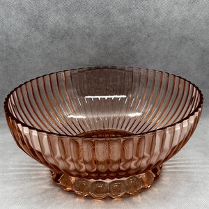 Anchor Hocking Pink ribbed depression glass bowl