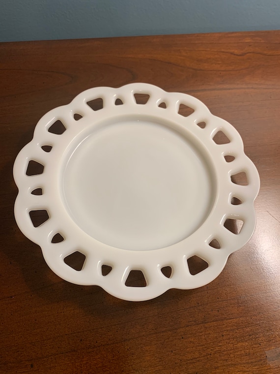 Vintage Milk Glass Luncheon Plate Anchor Hocking Old Colony Etsy
