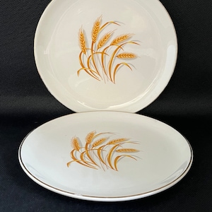 Homer Laughlin Golden Wheat pattern dessert plates Set of 2 mid-century