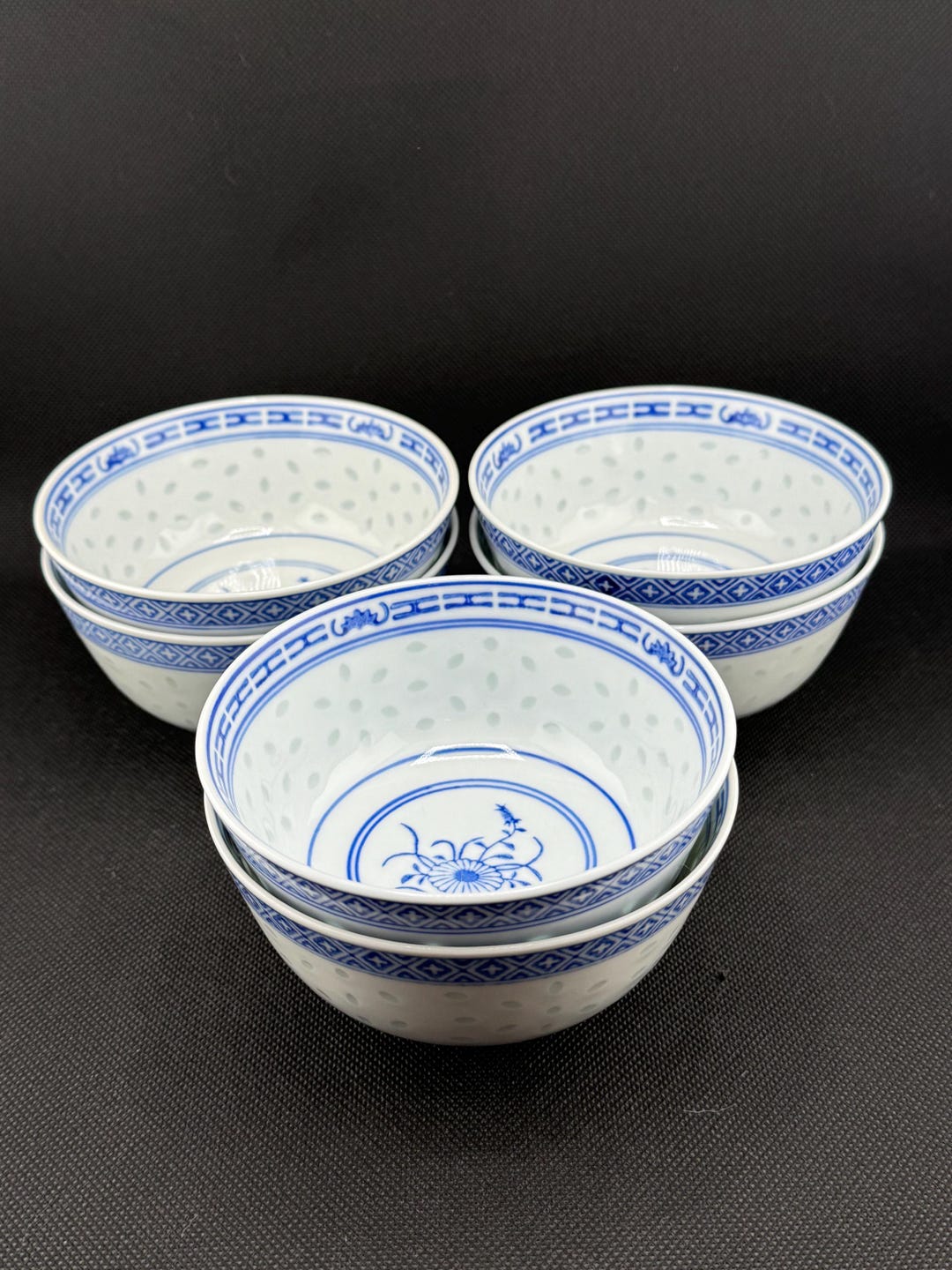 Rice Bowl Chinese Jingdezhen Blue White Porcelain Rice Grain Rice Eye ...