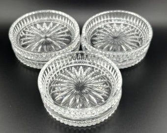 Glass coaster vintage set of 6 starburst pattern