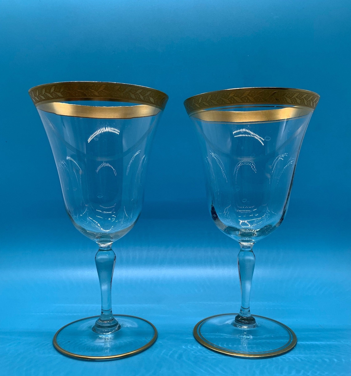 Tiffin Franciscan Laurel gold encrusted wine Glasses set of 2 Etsy