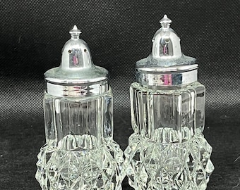 Vintage Indiana Glass Diamond Point Salt & Pepper Shakers